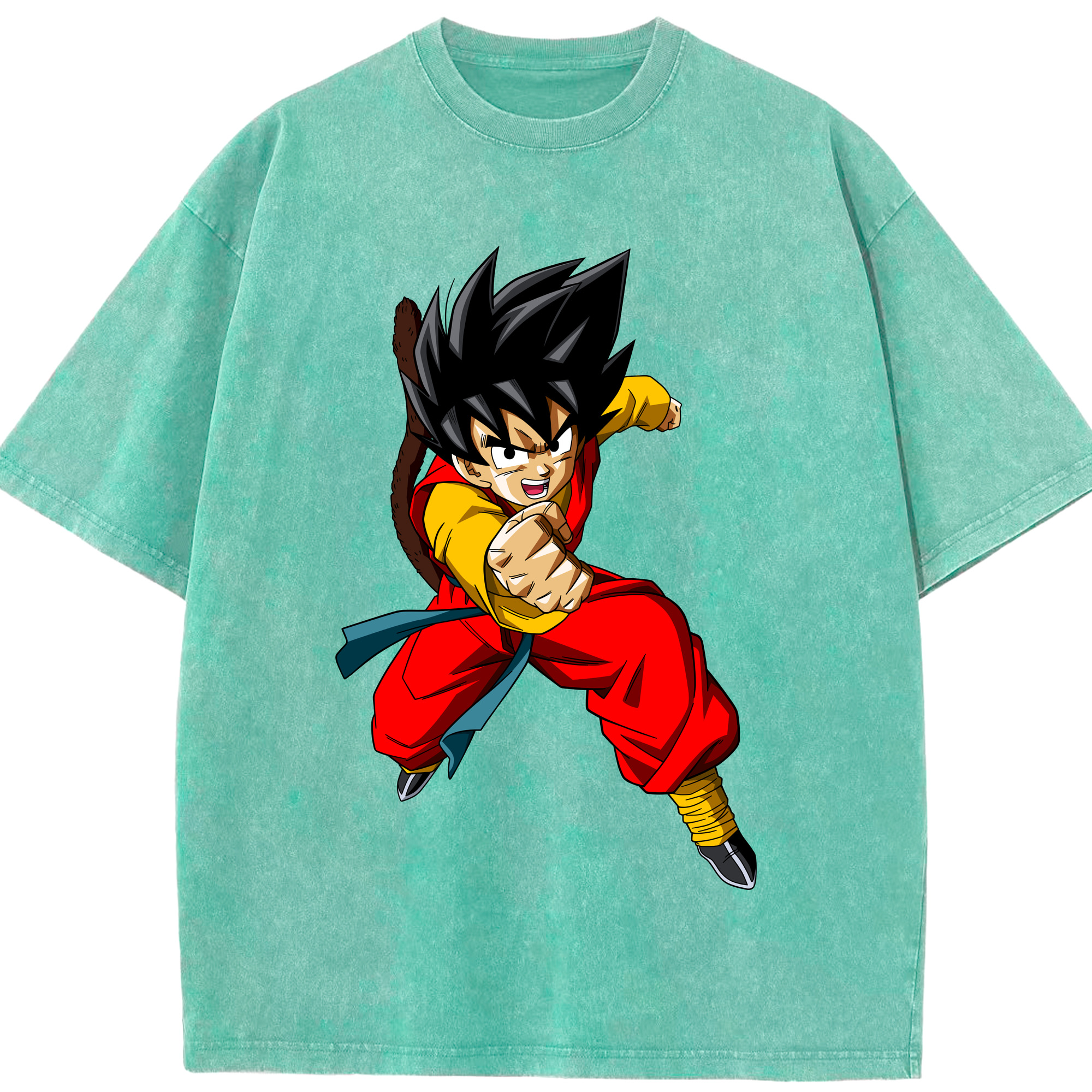 （画像用） ドラゴンボール 孫悟空（そん ごくう）Son Goku カカロット DRAGON BALL Kakarotto 綿100% ヴィンテージ風 半袖Tシャツ（フロントプリント）